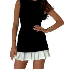 Commense Black and White Midi Dress